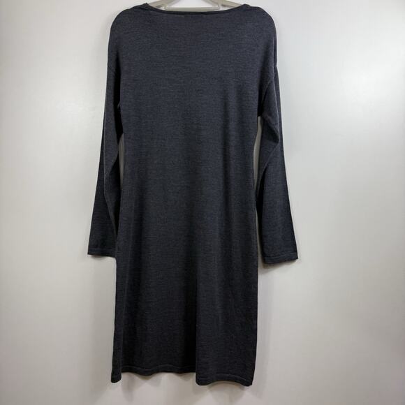Garnet Hill Gray 100% Merino Wool Sweater Dress Medium Long Sleeve Neutral - Picture 11 of 12